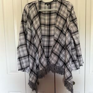 Torrid Black and White Plaid Cape with Ruffled Edges